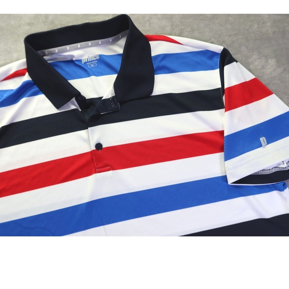 Prince Striped Performance Polo Shirt Men's Size XL Pickleball‎ Tennis